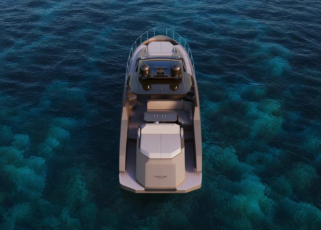 Twin Yamaha outboard engines mounted on the Eldorado 43 transom
