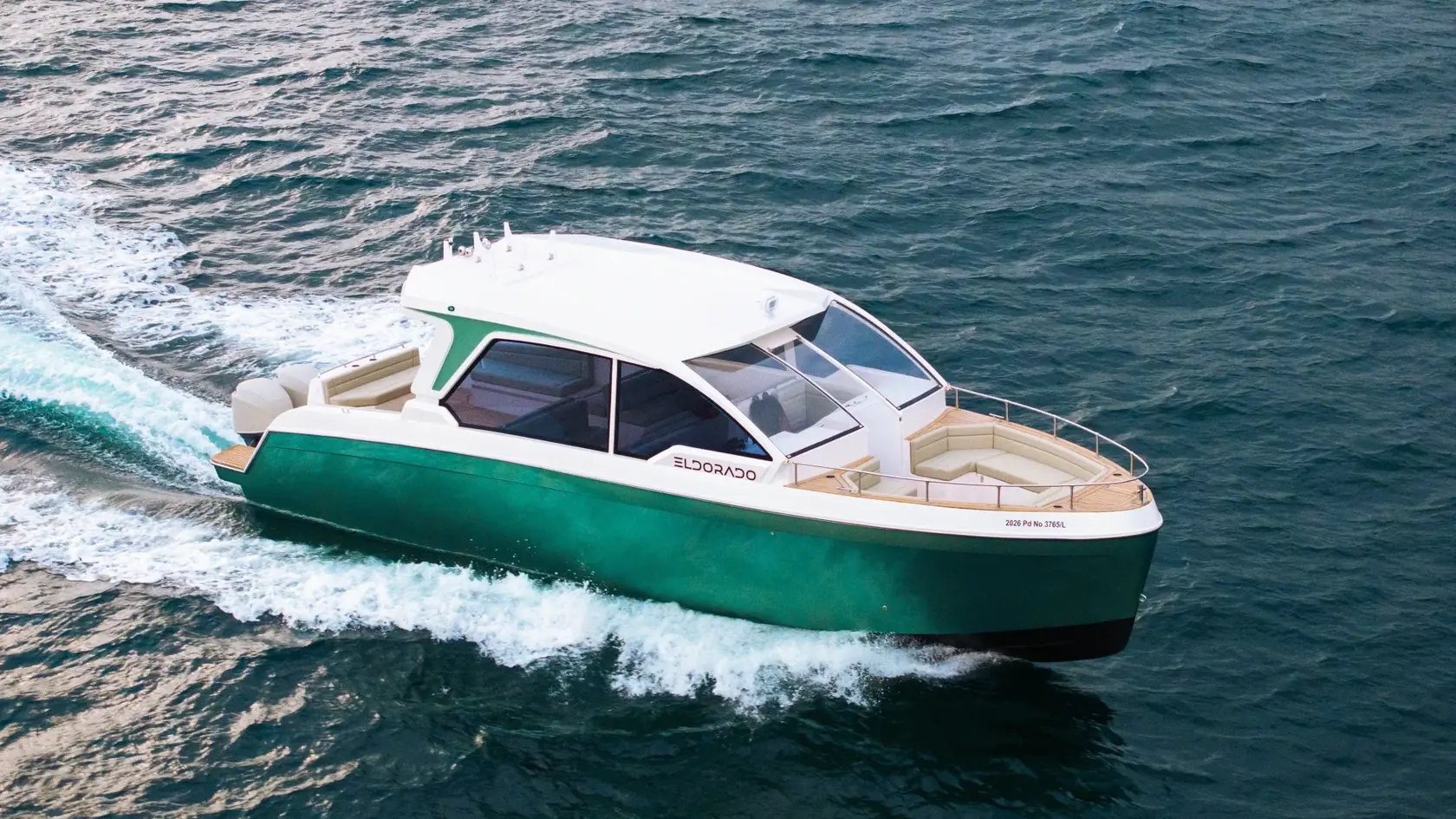 The Eldorado 40 motor yacht cruising off the coast of Bali